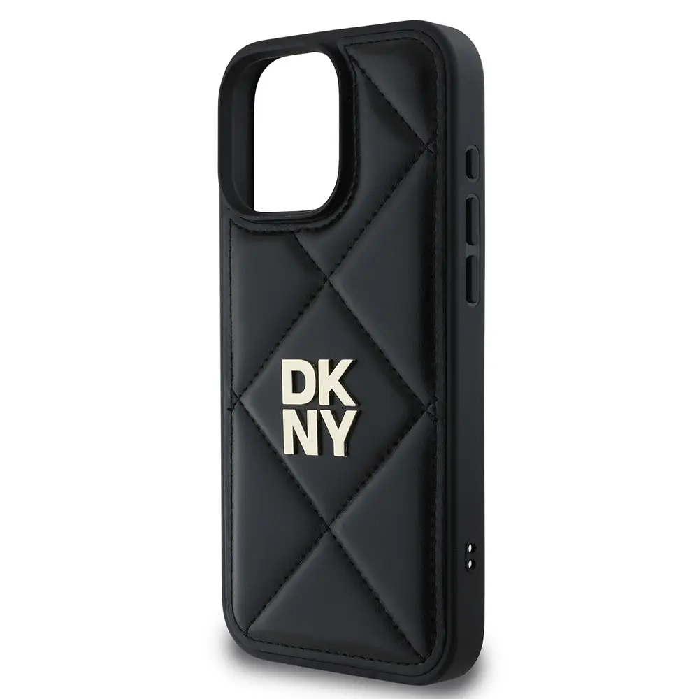 iPhone 16 Pro Deri Kılıf, Kapitone Tasarımlı Metal Logo - DKNY