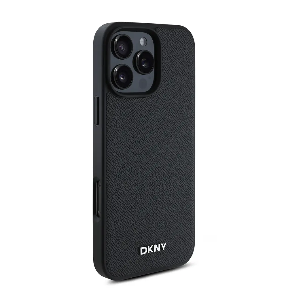 iPhone 16 Pro MagSafe Uyumlu PU Deri Kılıf - DKNY Metal Logolu