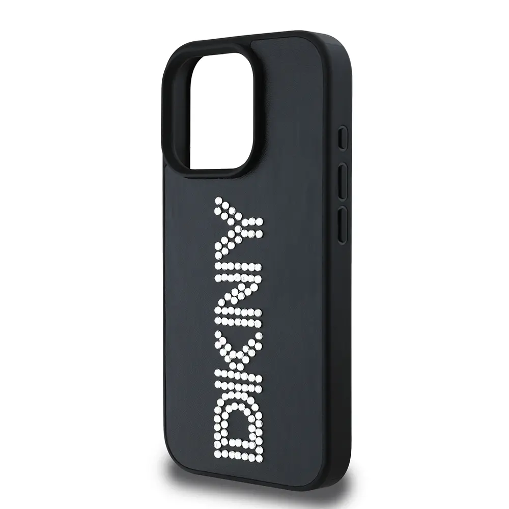 iPhone 16 Pro Taşlı Metalik PU Deri Kılıf - DKNY Lisanslı