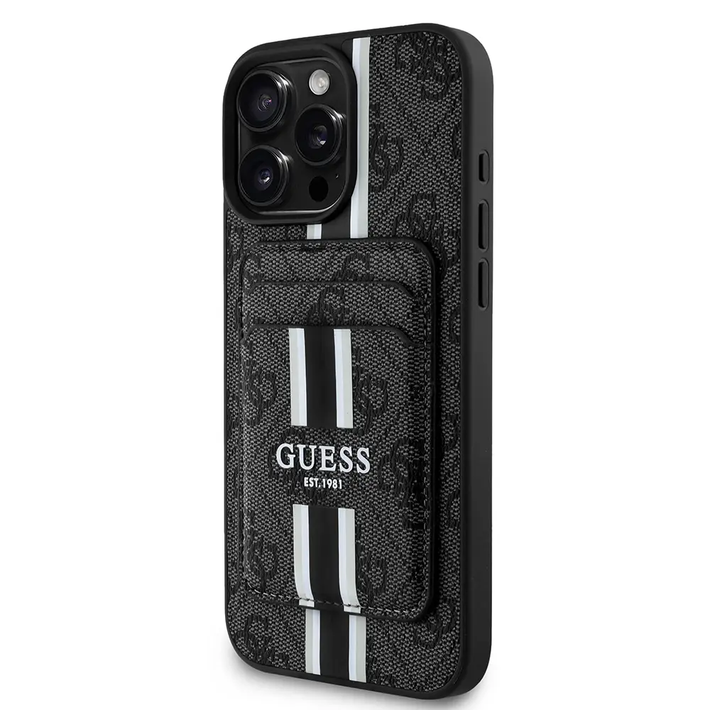 iPhone 16 Pro MagSafe Uyumlu Kartlıklı Kılıf - Guess 4G Çizgili