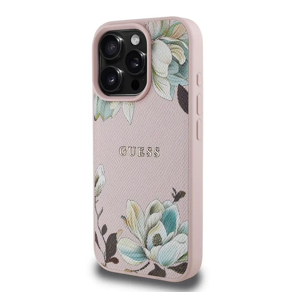 iPhone 16 Pro MagSafe Uyumlu Taneli Çiçek Tasarımlı Kılıf - Guess