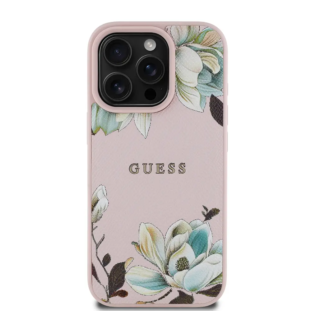 iPhone 16 Pro MagSafe Uyumlu Taneli Çiçek Tasarımlı Kılıf - Guess