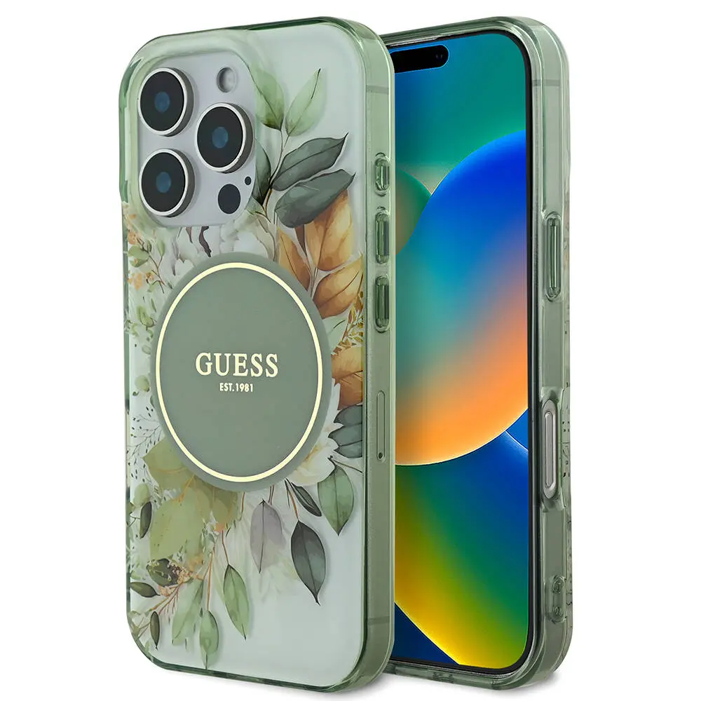 iPhone 16 Pro MagSafe Uyumlu Kılıf - Guess Flower Tonal Circle