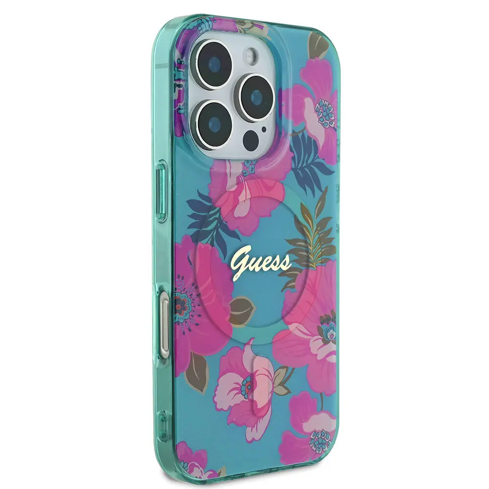 iPhone 16 Pro MagSafe Uyumlu Lisanslı Kılıf - Guess Flower Ring