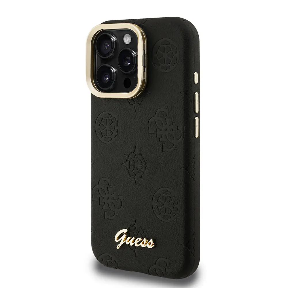 iPhone 16 Pro MagSafe Uyumlu Kamera Standlı PU Deri Kılıf - Guess Peony