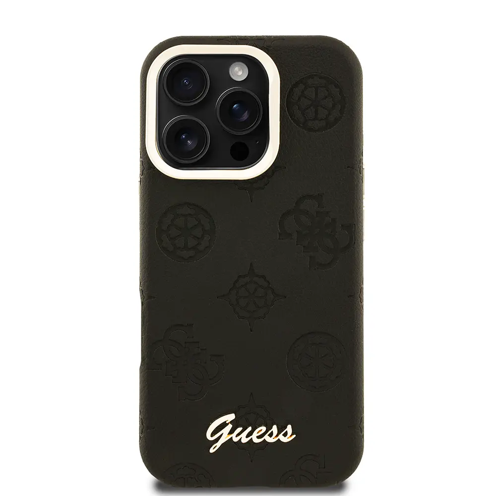 iPhone 16 Pro MagSafe Uyumlu Kamera Standlı PU Deri Kılıf - Guess Peony