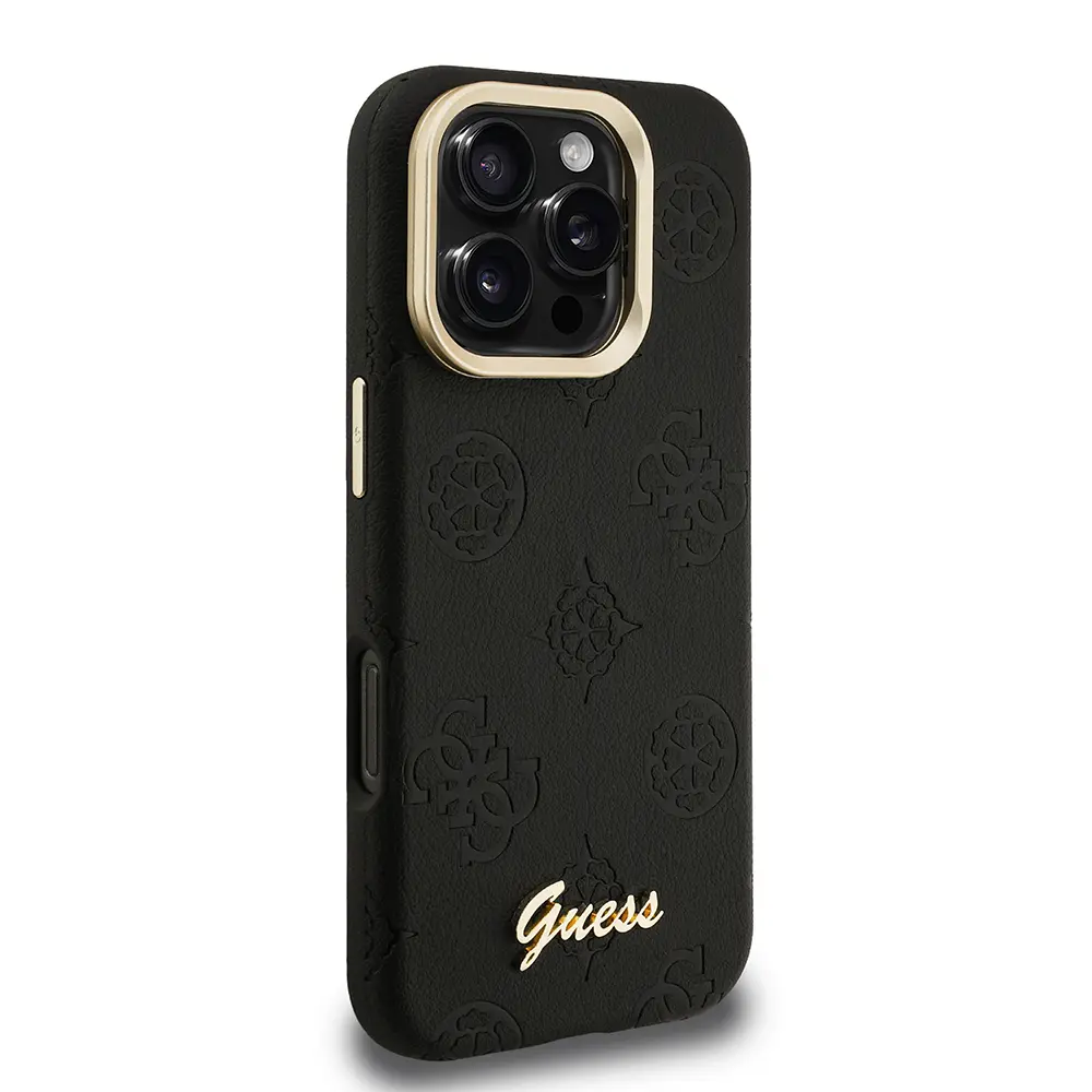 iPhone 16 Pro MagSafe Uyumlu Kamera Standlı PU Deri Kılıf - Guess Peony