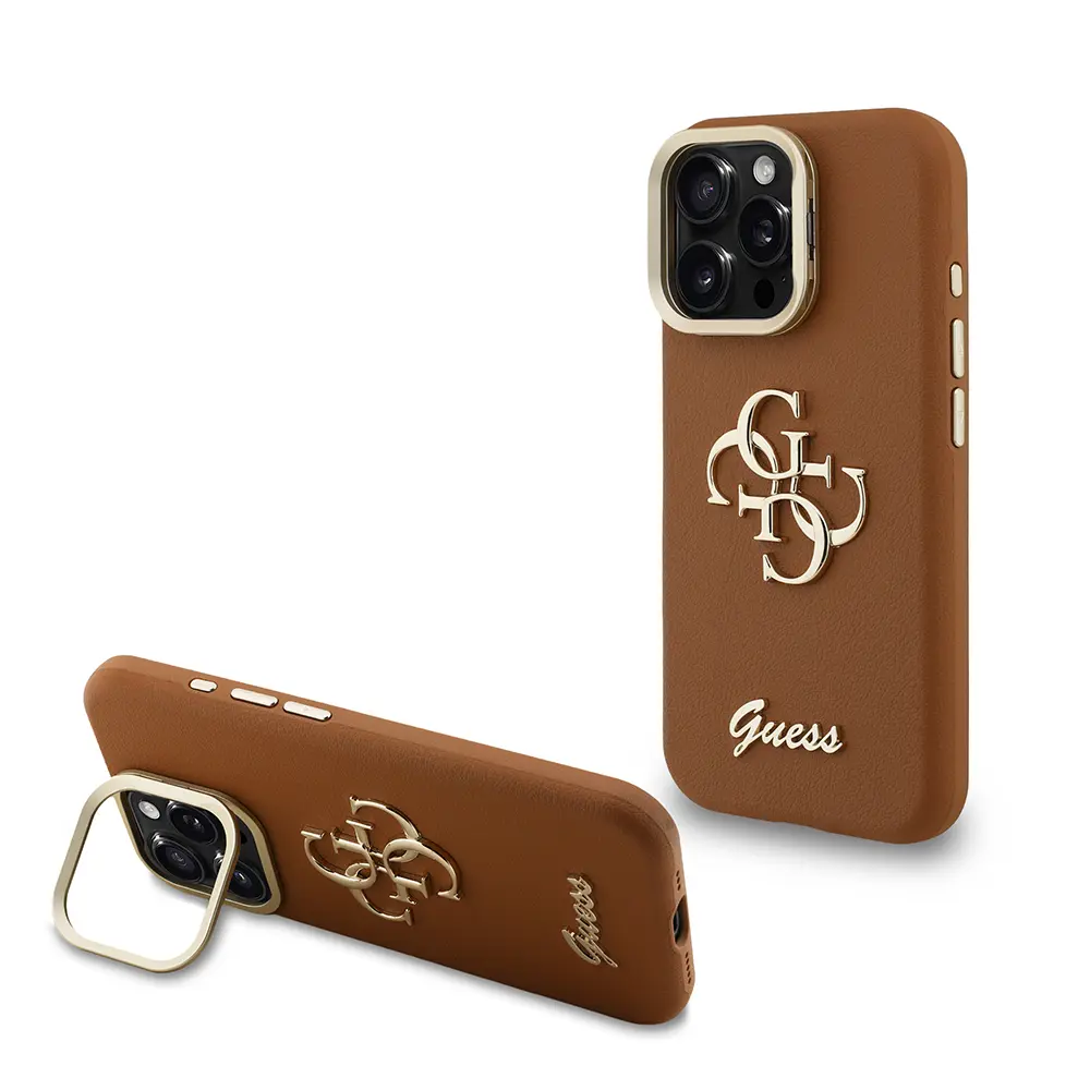 iPhone 16 Pro Kamera Standlı Grained Logolu Kılıf - Guess