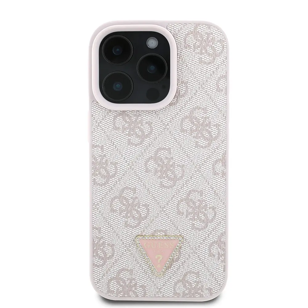 iPhone 16 Pro Resmi Lisanslı PU Deri Taşlı Kılıf - Guess