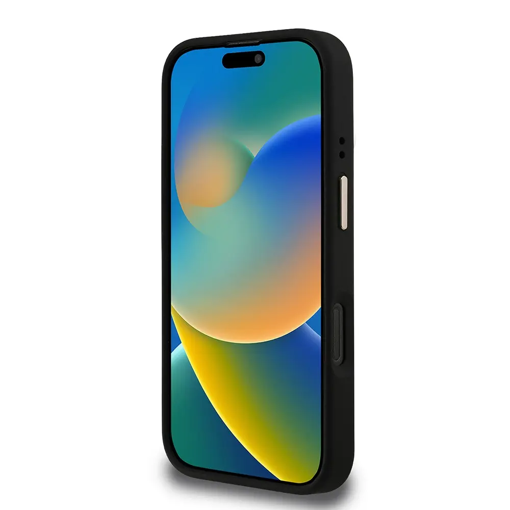 iPhone 16 Pro Kamera Standlı Taşlı Kılıf - Guess Lisanslı PU Deri