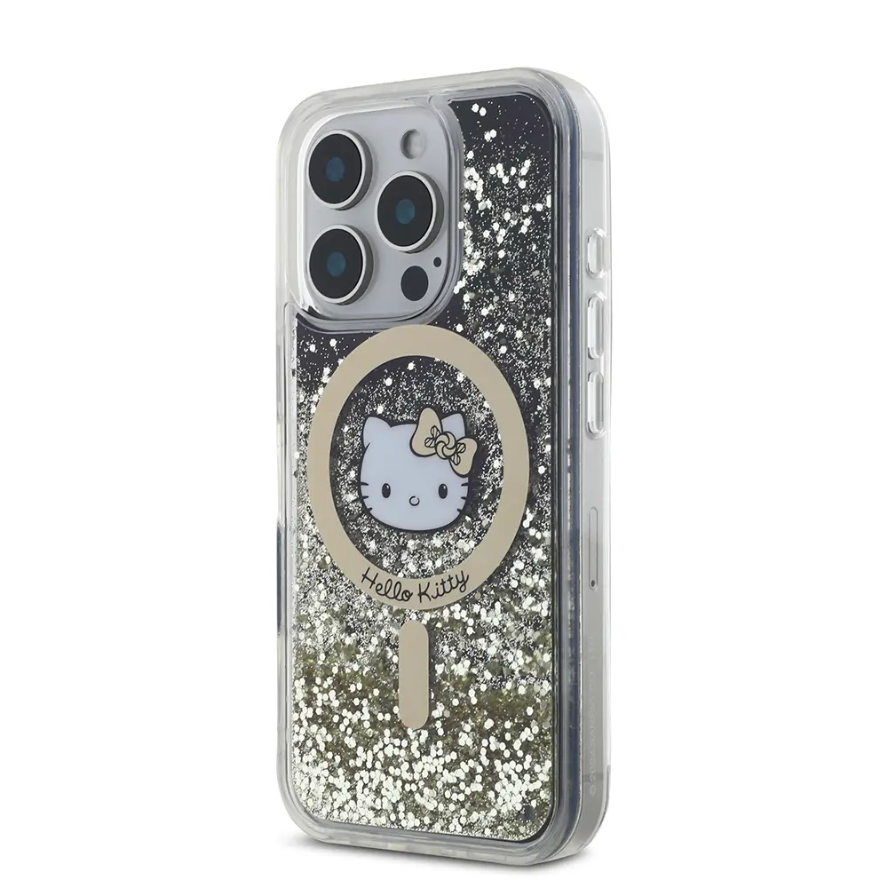 iPhone 16 Pro MagSafe Uyumlu Hello Kitty Lisanslı Kılıf - Altın Ateşi