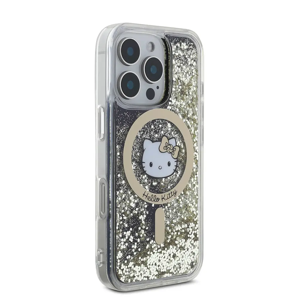 iPhone 16 Pro MagSafe Uyumlu Hello Kitty Lisanslı Kılıf - Altın Ateşi