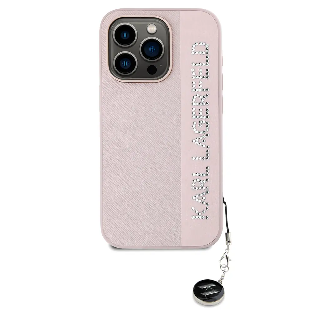 iPhone 16 Pro Taşlı Saffiano Kılıf - Karl Lagerfeld KL Yazılı