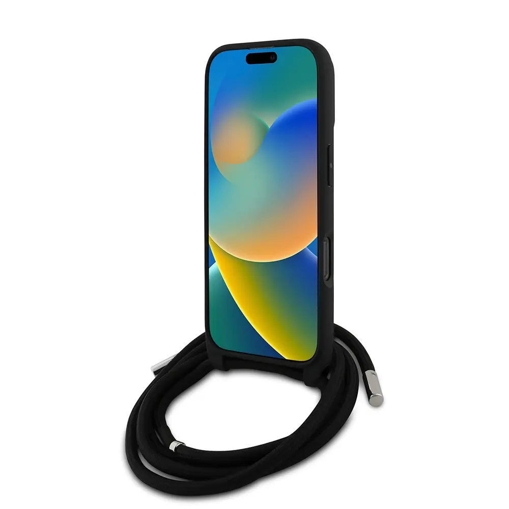 iPhone 16 Pro Askı İpli Taşlı Kılıf - Karl Lagerfeld Crossbody Cord