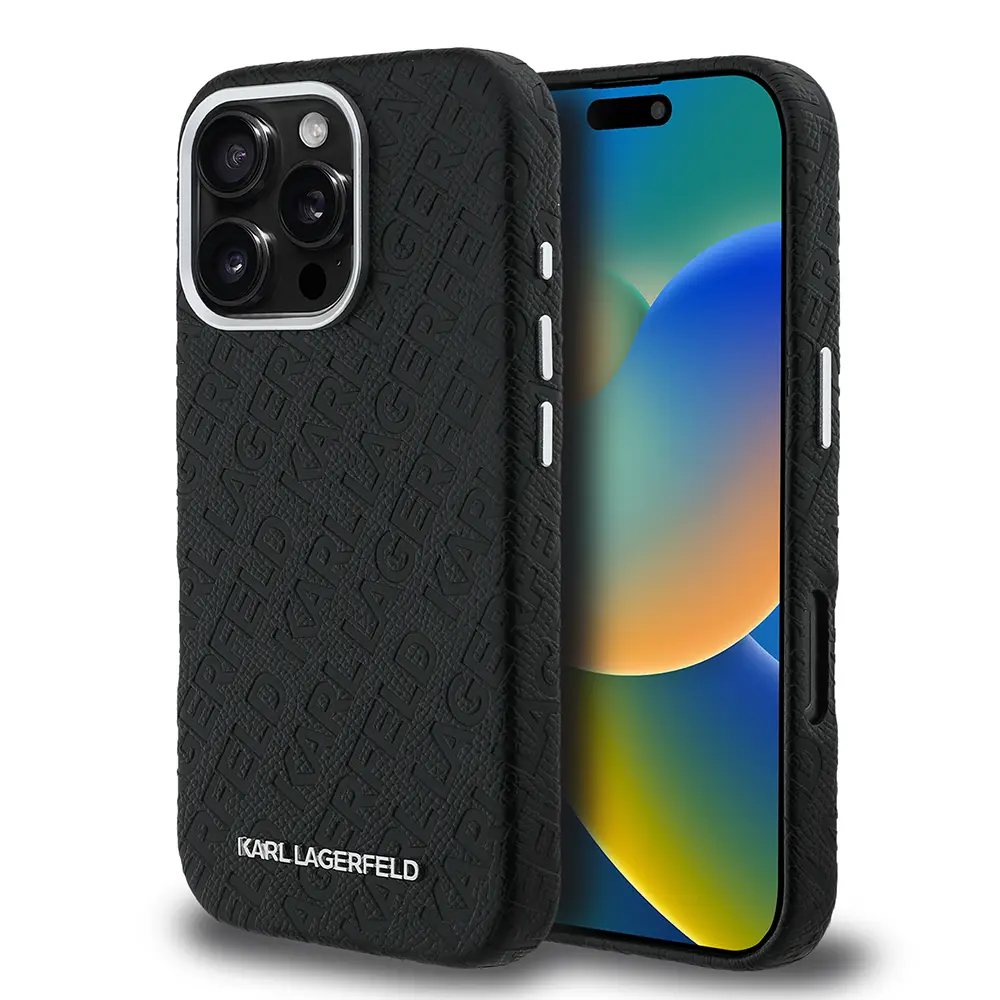 iPhone 16 Pro PU Deri Kılıf, Metal Logo Detaylı - Karl Lagerfeld