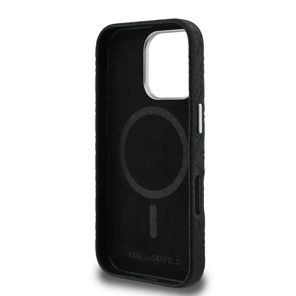 iPhone 16 Pro PU Deri Kılıf, Metal Logo Detaylı - Karl Lagerfeld
