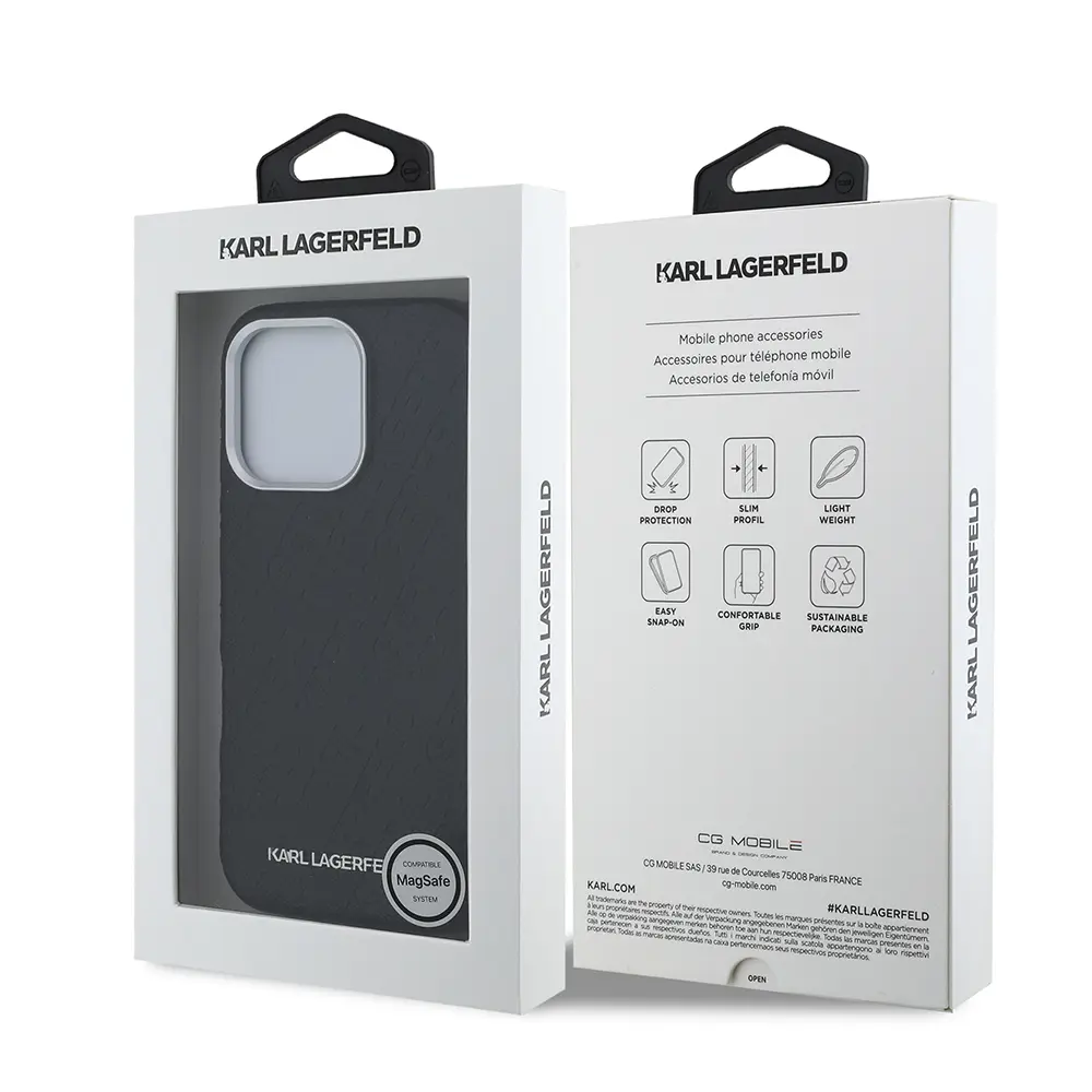 iPhone 16 Pro PU Deri Kılıf, Metal Logo Detaylı - Karl Lagerfeld