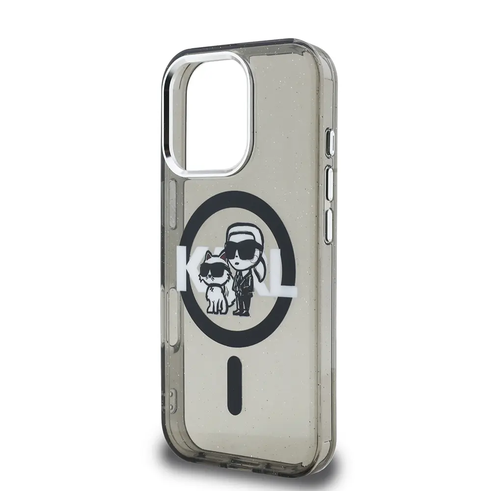 iPhone 16 Pro Kılıf, Simli Karl & Choupette Logolu - Karl Lagerfeld