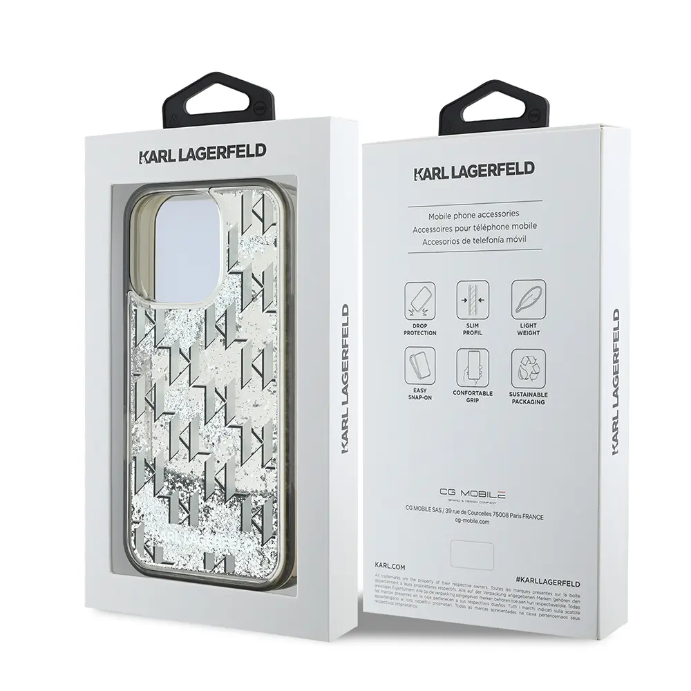 iPhone 16 Pro Kılıf, Simli KL Yazılı Monogram Gradient - Karl Lagerfeld
