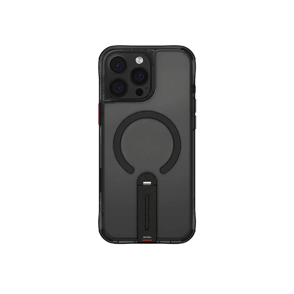 iPhone 16 Pro MagSafe Uyumlu 360 Derece Standlı Şeffaf Kılıf - Skinarma Helix