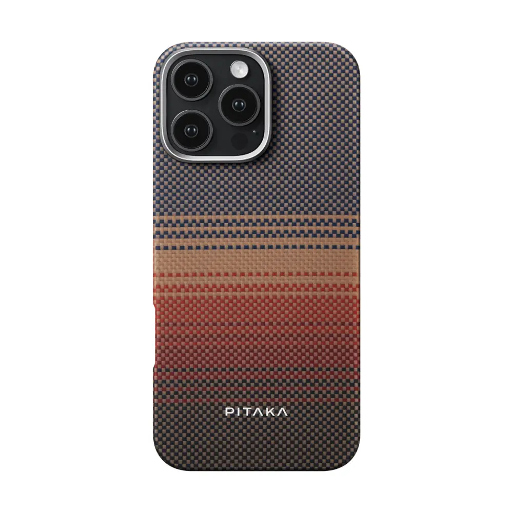 iPhone 16 Pro MagSafe Uyumlu Aramid Fiber Kılıf - Pitaka Tactile Woven Sunset