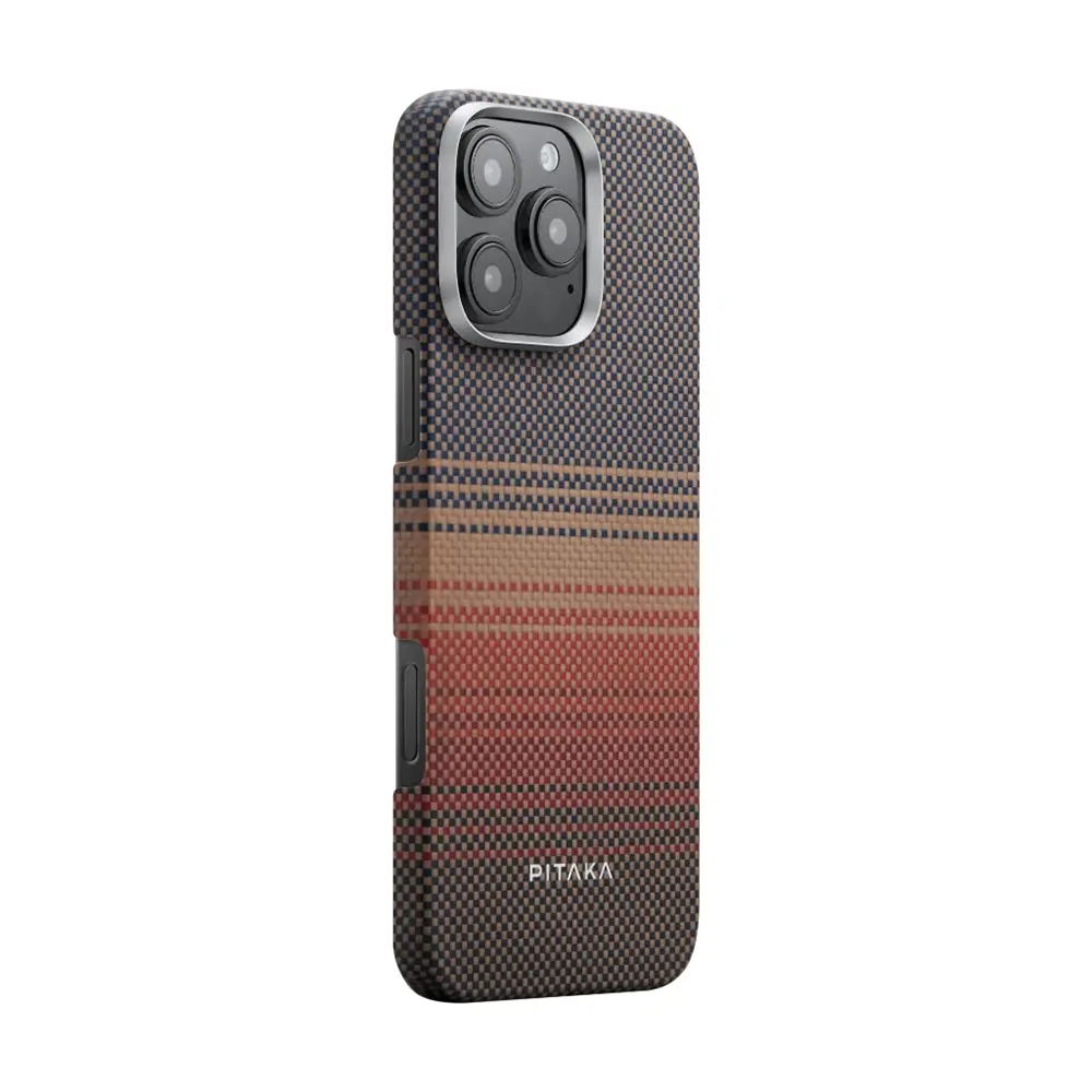 iPhone 16 Pro MagSafe Uyumlu Aramid Fiber Kılıf - Pitaka Tactile Woven Sunset