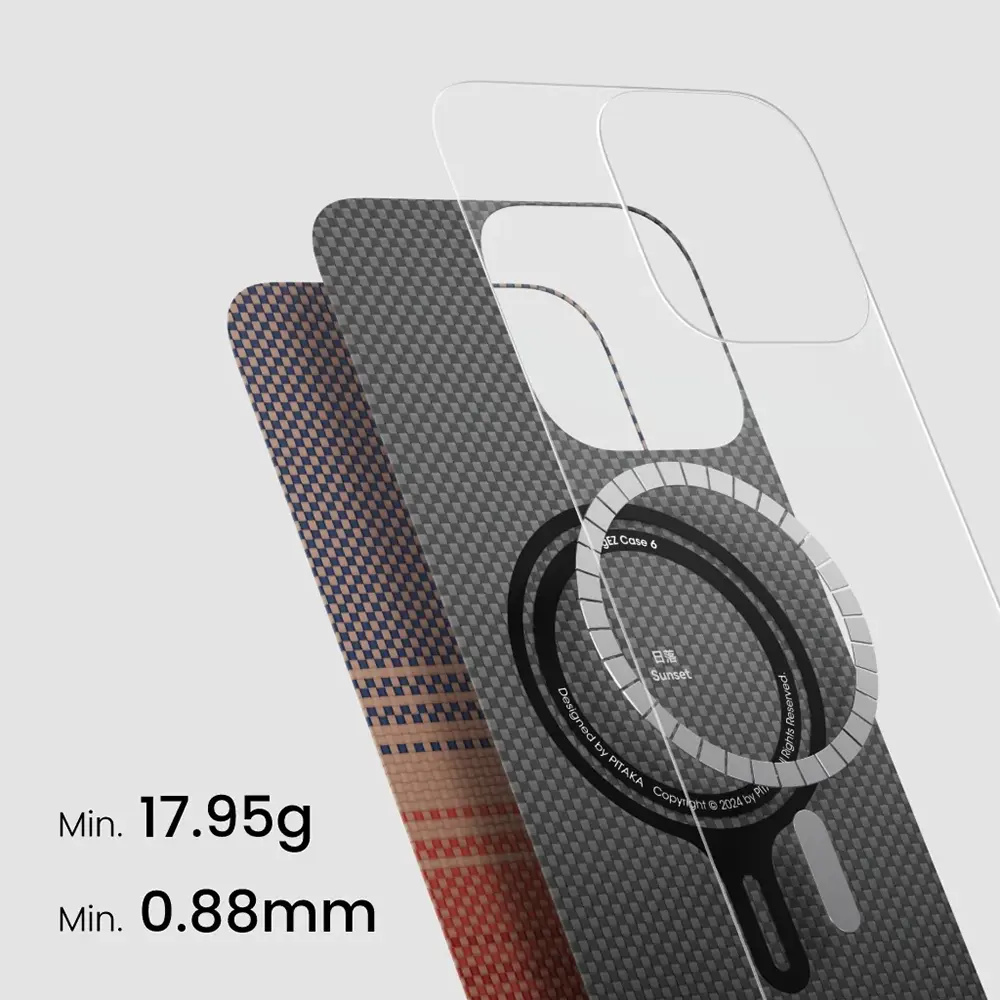 iPhone 16 Pro MagSafe Uyumlu Aramid Fiber Kılıf - Pitaka Tactile Woven Sunset