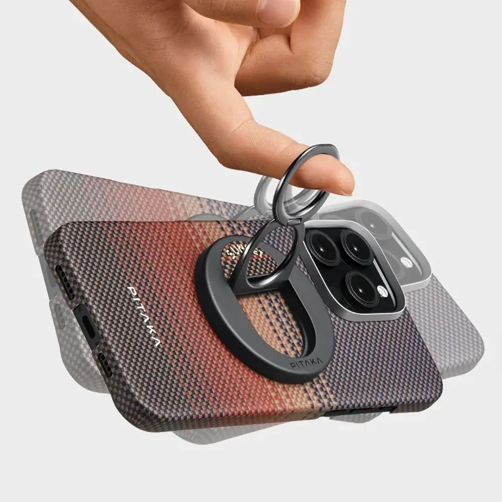 iPhone 16 Pro MagSafe Uyumlu Aramid Fiber Kılıf - Pitaka Tactile Woven Sunset