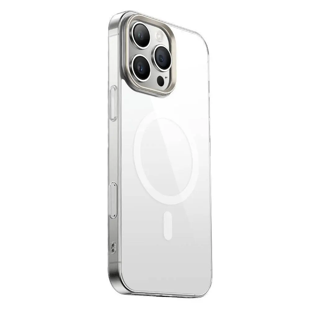 iPhone 16 Pro MagSafe Uyumlu Şeffaf Cam Arka Yüzeyli Kılıf - Zore G-Glass