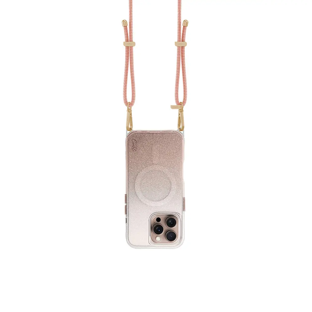 iPhone 16 Pro MagSafe Uyumlu Simli Kılıf, Askı İpli - Coehl Lumino