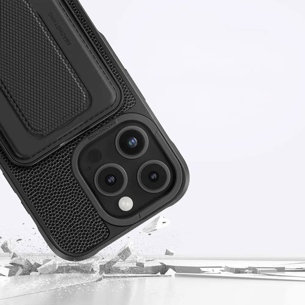 iPhone 16 Pro MagSafe Uyumlu Standlı Kartlıklı Kılıf - Amazingthing Glamour Luxe