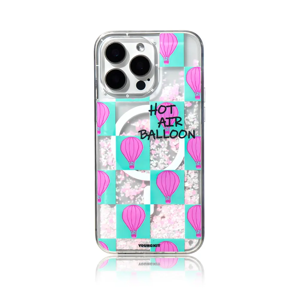 iPhone 16 Pro MagSafe Uyumlu Kumlu Sıvılı Kılıf - Youngkit Pink Dream Quicksand