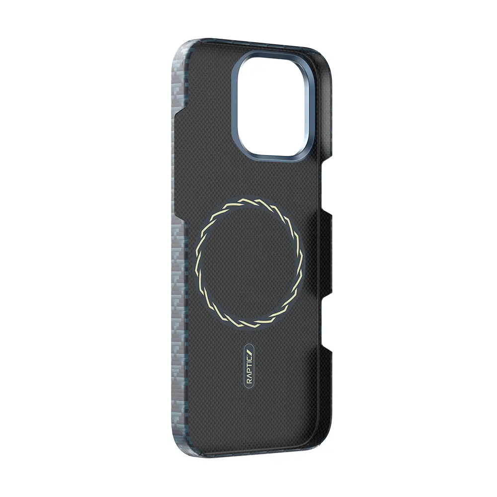Apple iPhone 16 Pro Kılıf M-safe Şarj Özellikli Raptic Aramid Skin Origin Serisi Karbon Kapak
