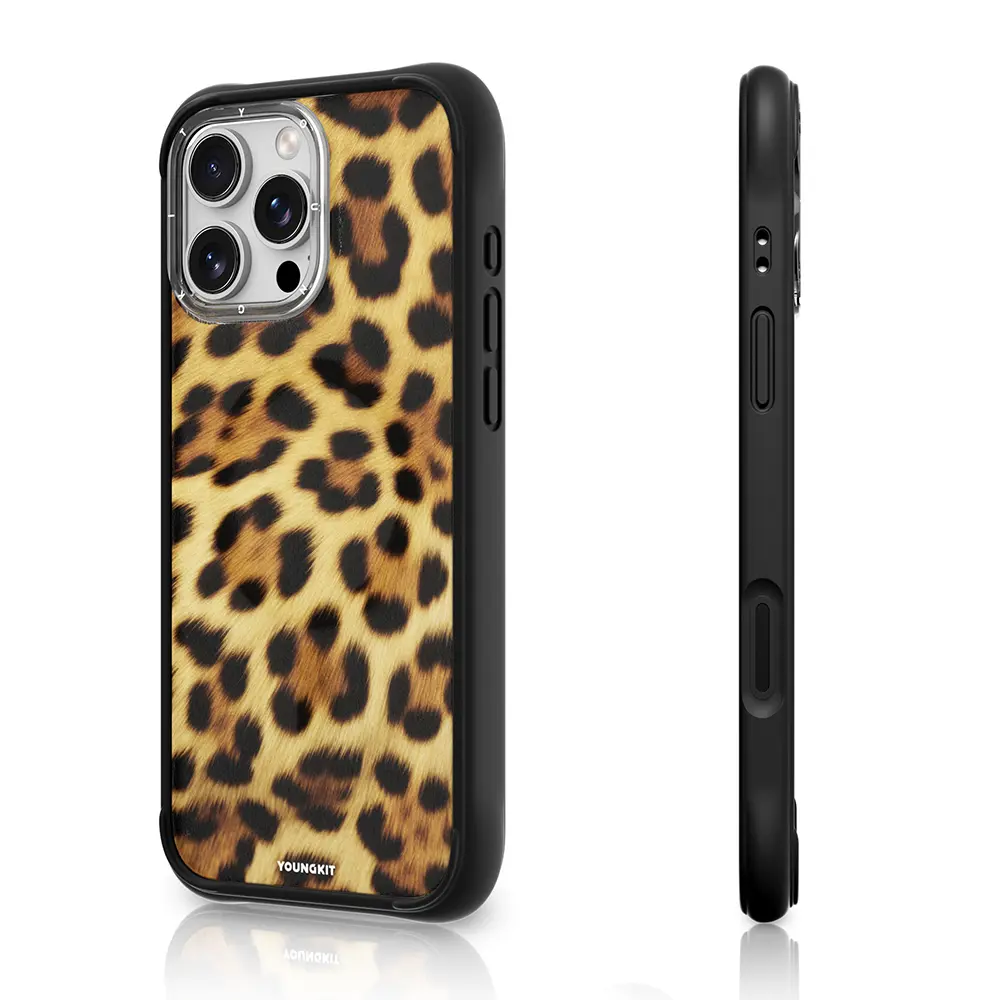 iPhone 16 Pro MagSafe Uyumlu Şeffaf Arka Panelli Kılıf - Youngkit Leopard