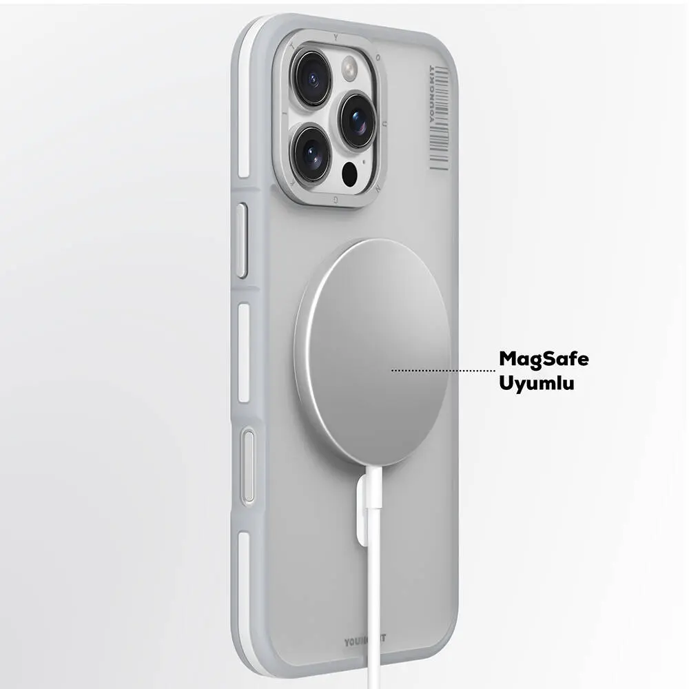 iPhone 16 Pro MagSafe Uyumlu Şeffaf Kılıf - Youngkit Rock Sand