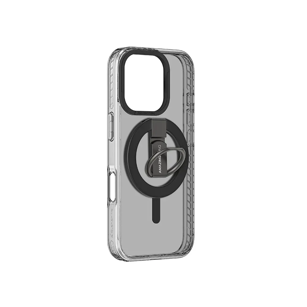 iPhone 16 Pro MagSafe Uyumlu Yüzük Standlı Şeffaf Kılıf - Amazingthing Titan Pro