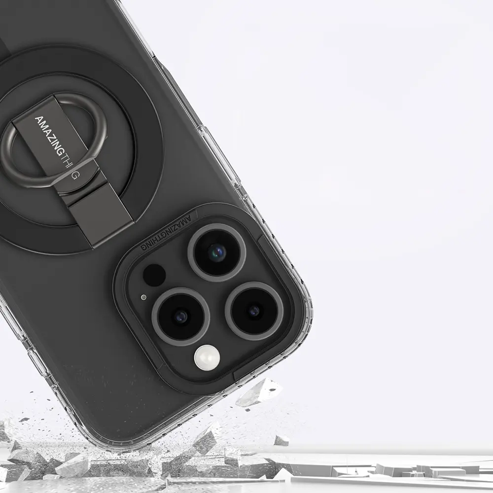 iPhone 16 Pro MagSafe Uyumlu Yüzük Standlı Şeffaf Kılıf - Amazingthing Titan Pro
