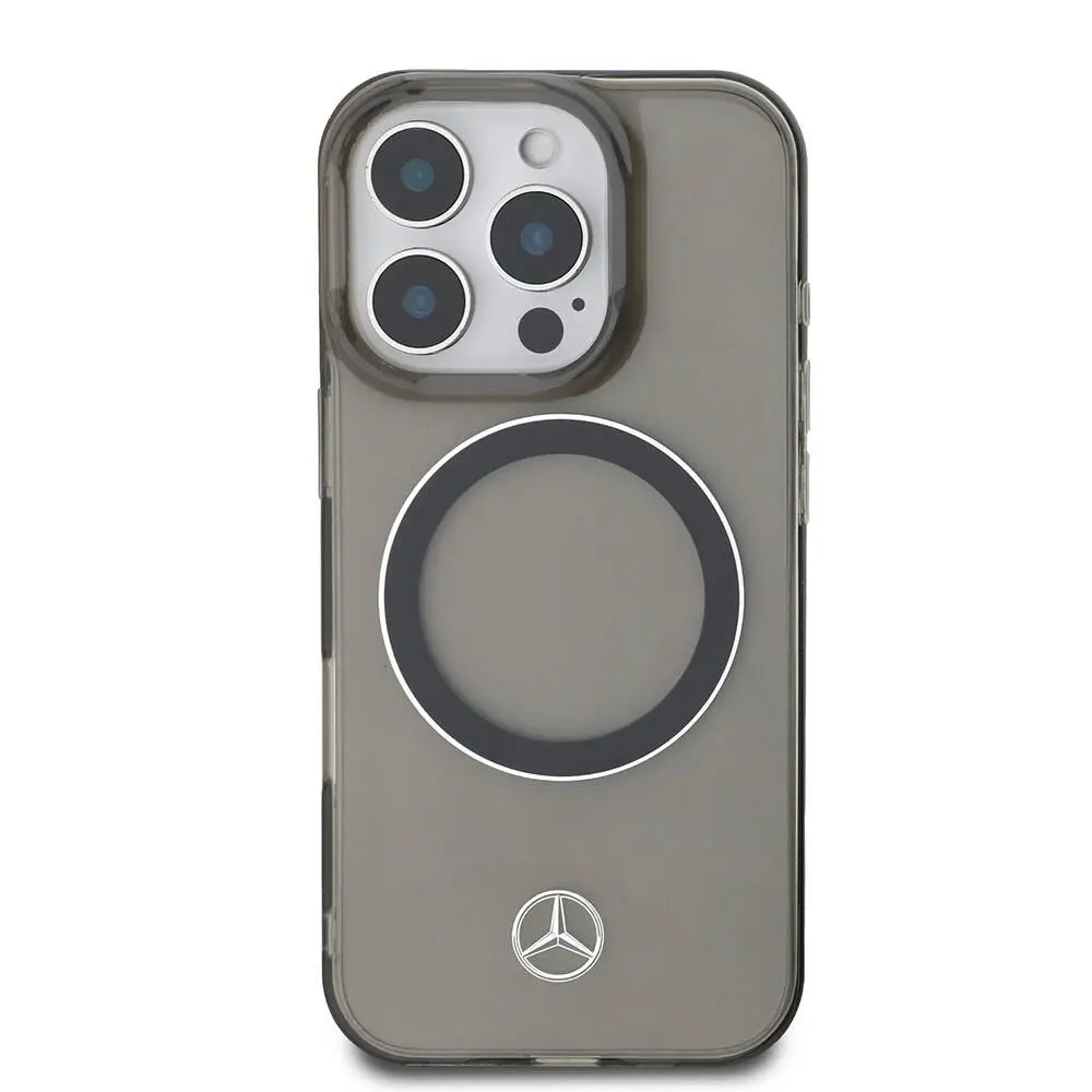 iPhone 16 Pro MagSafe Uyumlu Şeffaf Kılıf - Mercedes Benz Silver Ring