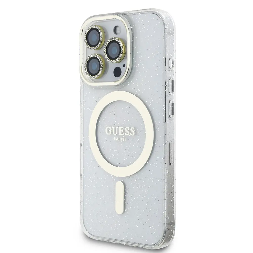 iPhone 16 Pro Max 3'lü Aksesuar Seti, Simli Glitter Kılıf - Guess