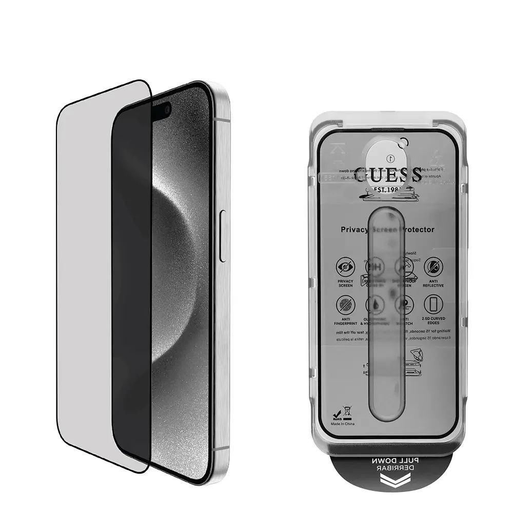 iPhone 16 Pro Max Hayalet Privacy Temperli Cam Ekran Koruyucu - Guess Outline