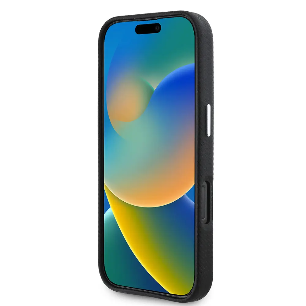 iPhone 16 Pro Max Kılıf, Karbon Tasarımlı Suni Deri Kapak - BMW Lisanslı