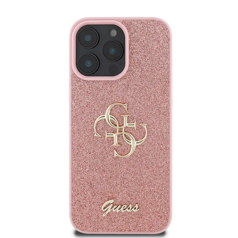 iPhone 16 Pro Max Glitter Kılıf, Büyük Metal Logo - Guess 4G