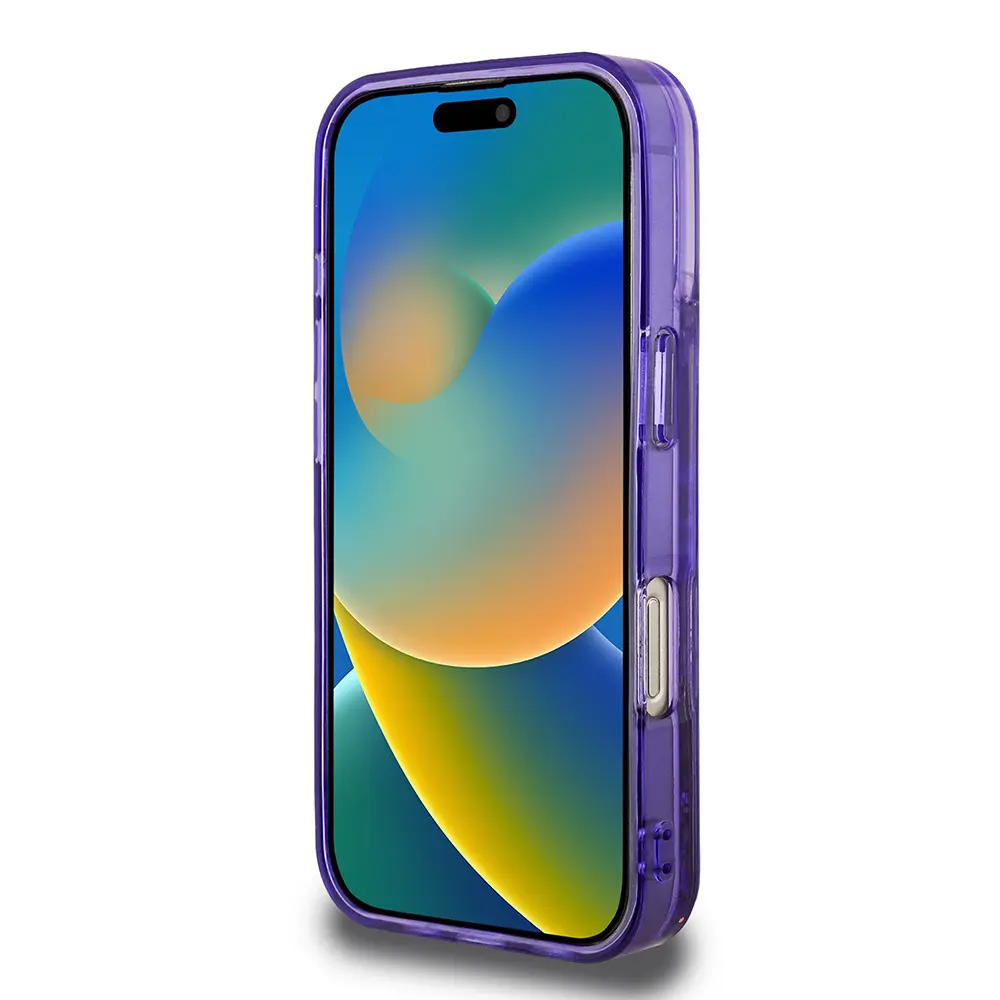 iPhone 16 Pro Max Transparan Sıvılı Simli Altın Çizgili Kılıf - Guess
