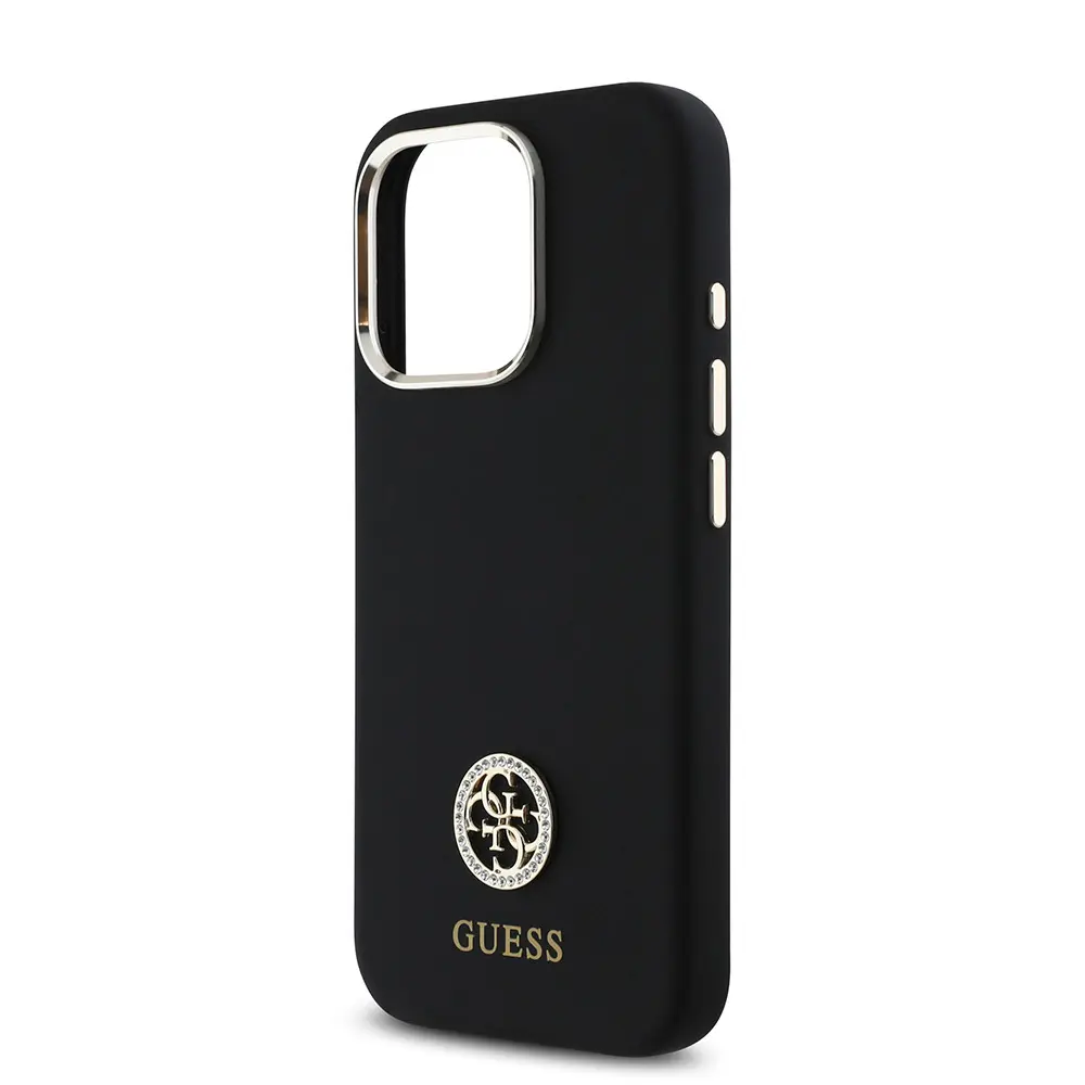 iPhone 16 Pro Max Silikon Kılıf, Metal Kamera Çerçeveli - Guess 4G Logolu