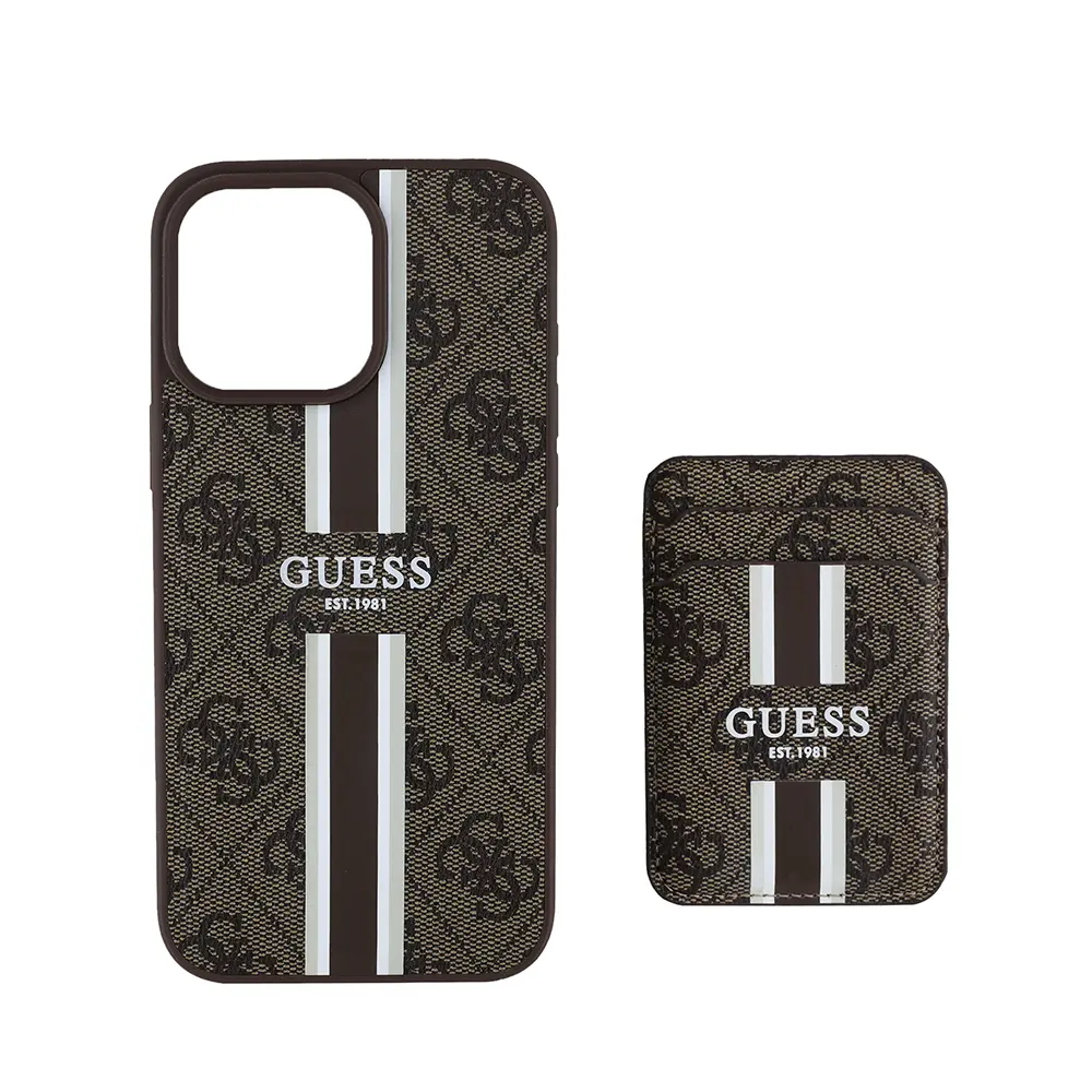 iPhone 16 Pro Max MagSafe Uyumlu Kartlıklı Kılıf - Guess 4G Çizgili