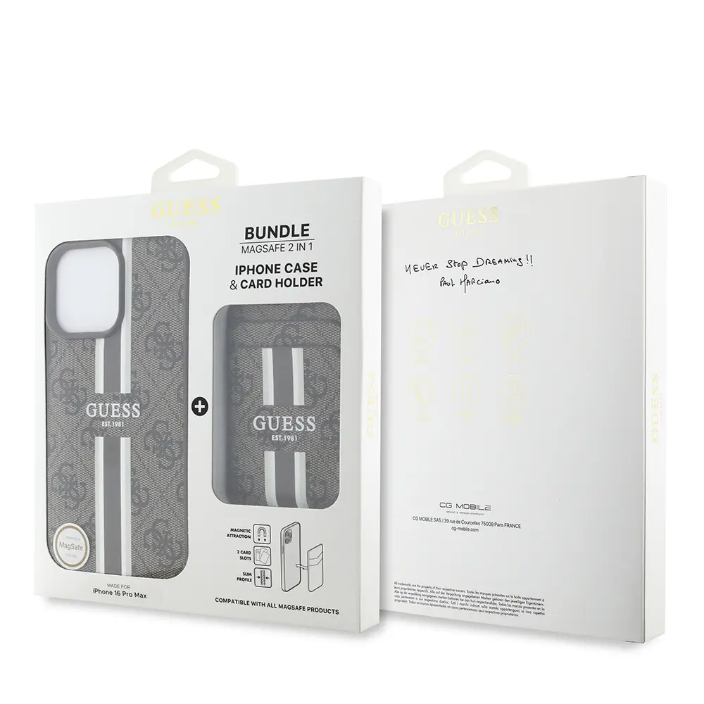 iPhone 16 Pro Max MagSafe Uyumlu Kartlıklı Kılıf - Guess 4G Çizgili