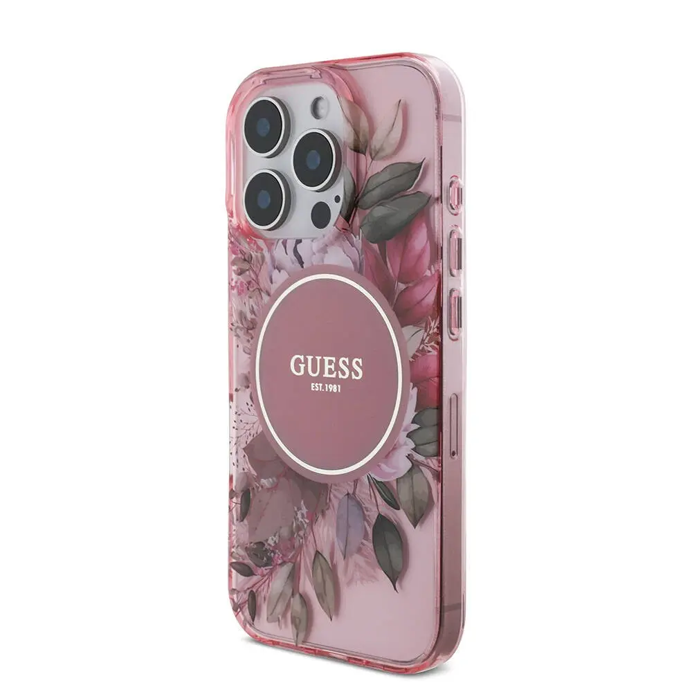 iPhone 16 Pro Max MagSafe Uyumlu Çiçek Desenli Kılıf - Guess İnci Bileklikli