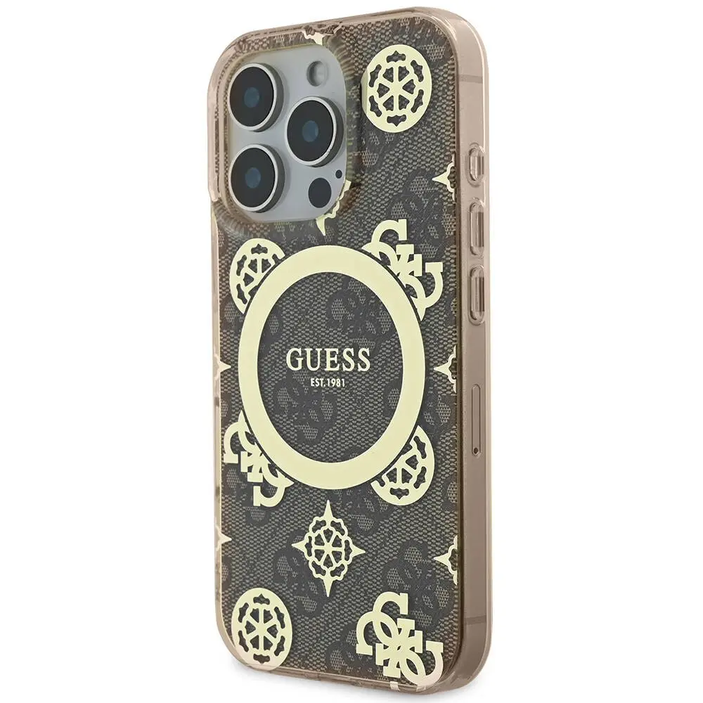 iPhone 16 Pro Max MagSafe Uyumlu Kılıf - Guess Peony ve 4G Desenli