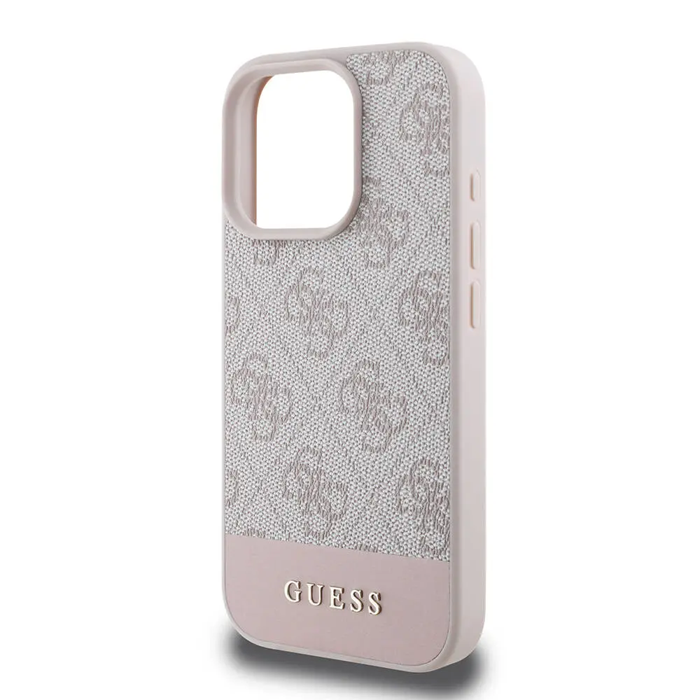 iPhone 16 Pro Max MagSafe Uyumlu PU Deri Kılıf - Guess Şerit Logo