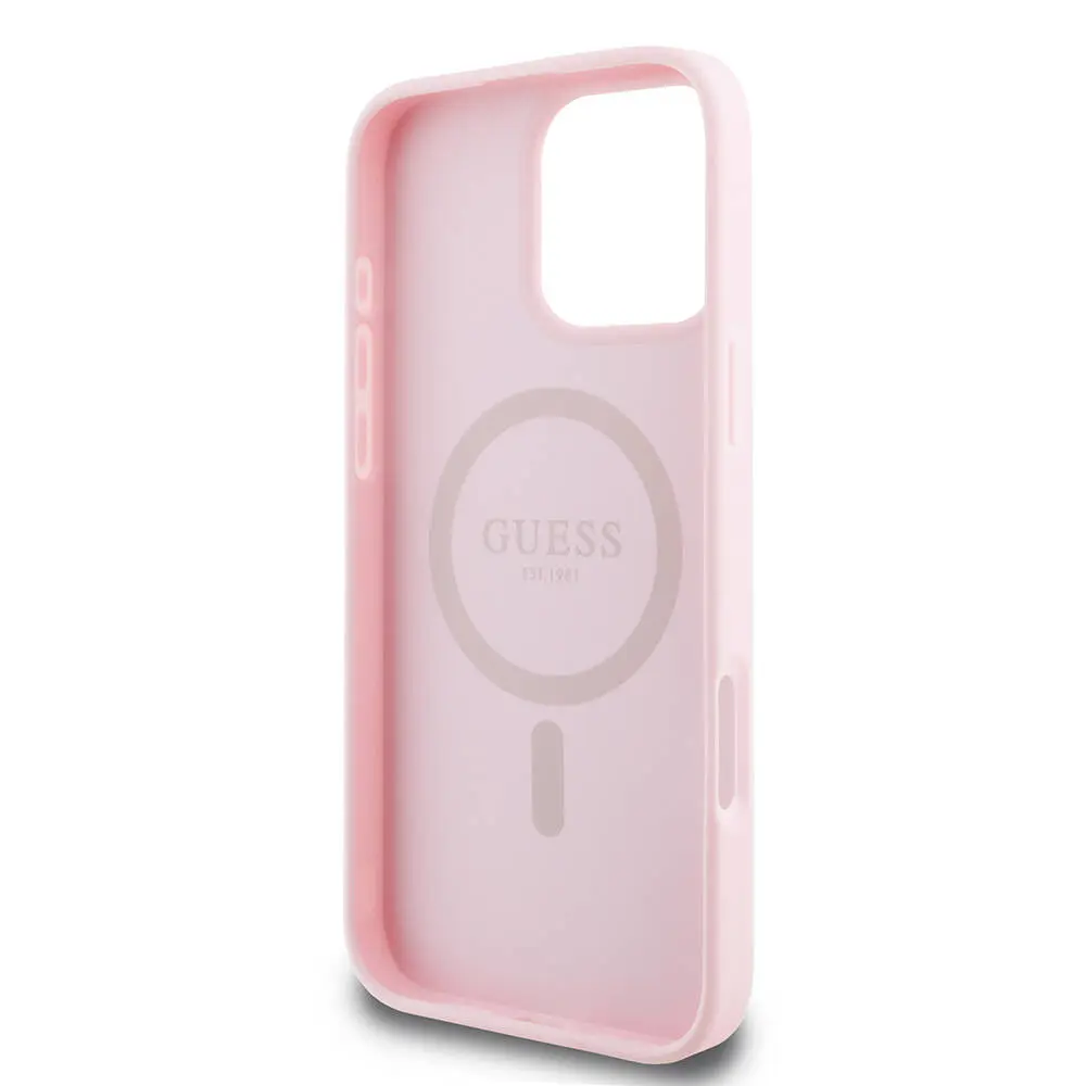 iPhone 16 Pro Max MagSafe Uyumlu Grained Kılıf - Guess Yazı Logolu